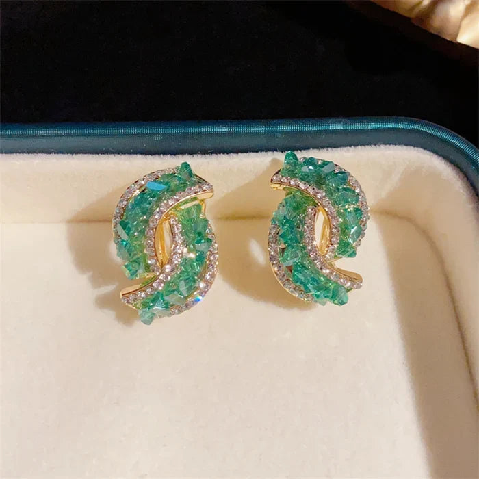 Fashion Cross Green Crystal Earrings