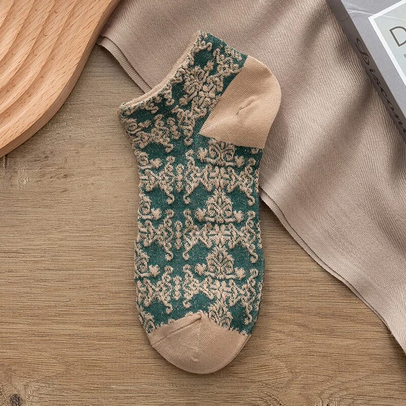 Vintage Embossed Cotton Socks