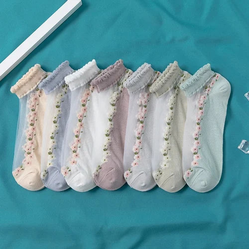 Summer Floral Breathable Socks (7 pairs)