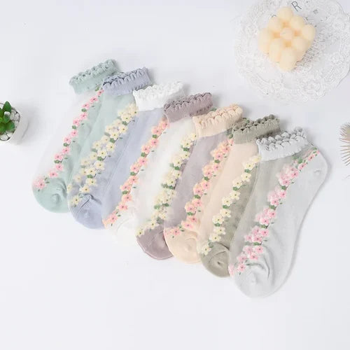 Summer Floral Breathable Socks (7 pairs)