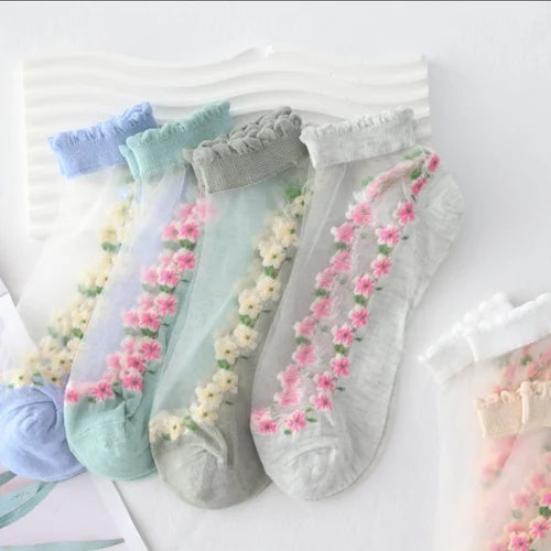 Summer Floral Breathable Socks (7 pairs)