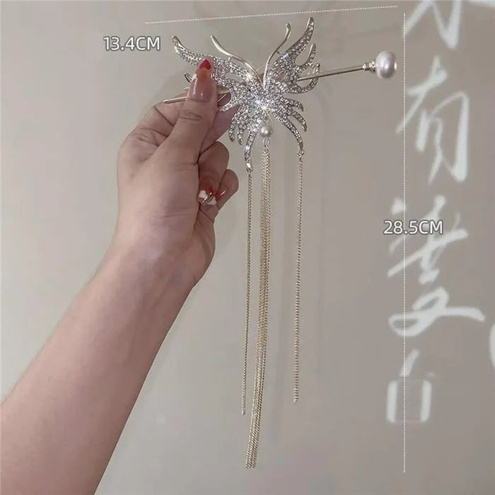 Butterfly Pearl Tassel Hairpin