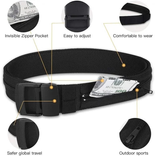 Anti Theft Tactical Belt with Hidden Money Pouch