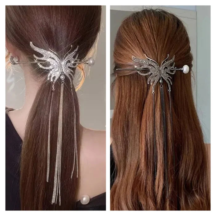 Butterfly Pearl Tassel Hairpin