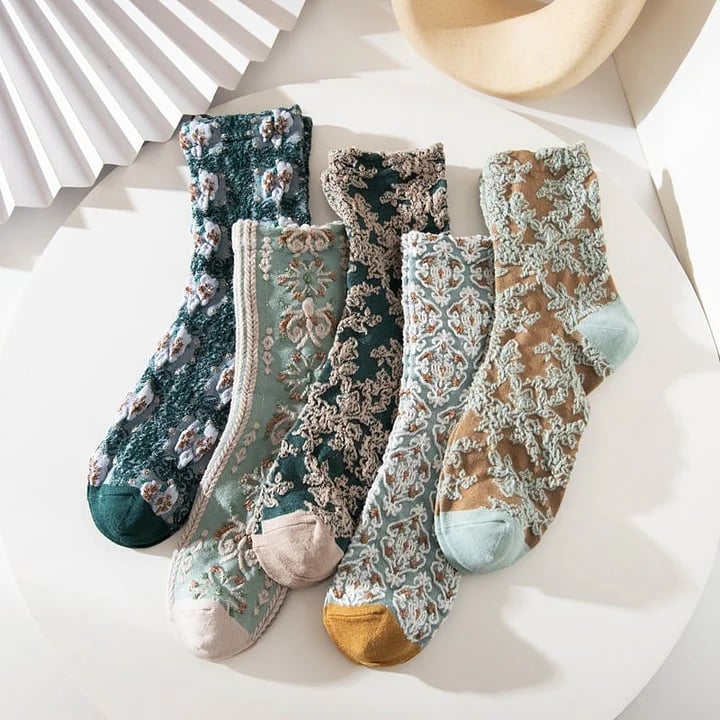 Women's Floral Cotton Socks（3 pairs）